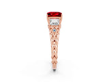 Rose gold Three-Stone Princess Cut Ruby Braided Band Ring with Four-Prong Setting_33
