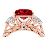 Rose gold Three-Stone Princess Cut Ruby Braided Band Ring with Four-Prong Setting_35