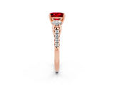 Rose gold Three-Stone Princess Cut Ruby Pavé Band with Four-Prong Setting_2