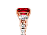 Rose gold Three-Stone Princess Cut Ruby Pavé Band with Four-Prong Setting_5