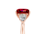 Rose gold Three-Stone Princess Cut Ruby Ring with Pear  Side Stones in Four-Prong Setting_17