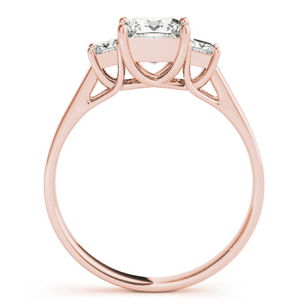 Rose gold Three-Stone Princess Cut Solitaire Engagement Ring with Prong Setting 2