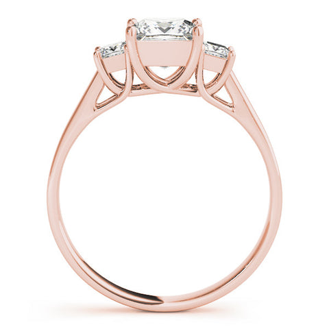 Rose gold Three-Stone Princess Cut Solitaire Engagement Ring with Prong Setting 2