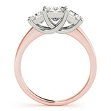 Rose gold Three-Stone Princess Cut Solitaire Ring with Classic Prong Setting 2