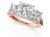 Rose gold Three-Stone Princess Cut Solitaire Ring with Classic Prong Setting_4