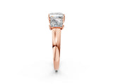 Rose gold Three-Stone Princess Cut Solitaire Ring with Classic Prong Setting_5