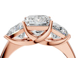 Rose gold Three-Stone Princess Cut Solitaire Ring with Classic Prong Setting_7