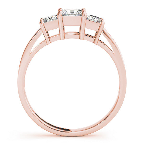 Rose gold Three-Stone Princess Cut Solitaire Ring with Prong Setting 2