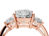 Rose gold Three-Stone Princess Cut Solitaire Ring with Prong Setting_11