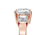 Rose gold Three-Stone Princess Cut Solitaire Ring with Prong Setting_12