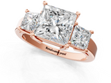Rose gold Three-Stone Princess Cut Solitaire Ring with Prong Setting_8