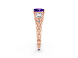 Rose gold Three-Stone Princess Cut Tanzanite Braided Band Ring with Four-Prong Setting_14