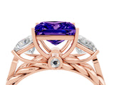 Rose gold Three-Stone Princess Cut Tanzanite Braided Band Ring with Four-Prong Setting_16
