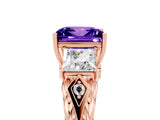 Rose gold Three-Stone Princess Cut Tanzanite Braided Band Ring with Four-Prong Setting_17