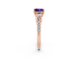 Rose gold Three-Stone Princess Cut Tanzanite Pavé Band with Four-Prong Setting_2