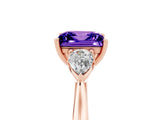 Rose gold Three-Stone Princess Cut Tanzanite Ring with Pear  Side Stones in Four-Prong Setting_17