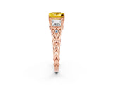 Rose gold Three-Stone Princess Cut Yellow Sapphire Braided Band Ring with Four-Prong Setting_38