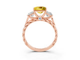 Rose gold Three-Stone Princess Cut Yellow Sapphire Braided Band Ring with Four-Prong Setting_39