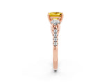 Rose gold Three-Stone Princess Cut Yellow Sapphire Pavé Band with Four-Prong Setting_26
