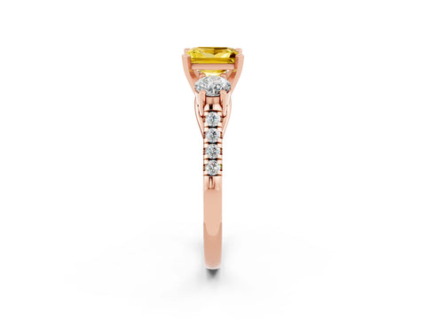 Rose gold Three-Stone Princess Cut Yellow Sapphire Pavé Band with Four-Prong Setting_26