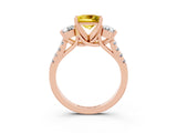 Rose gold Three-Stone Princess Cut Yellow Sapphire Pavé Band with Four-Prong Setting_27