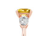 Rose gold Three-Stone Princess Cut Yellow Sapphire Ring with Pear Side Stones and Four-Prong Setting_29