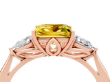 Rose gold Three-Stone Princess Cut Yellow Sapphire Ring with Pear  Side Stones in Four-Prong Setting_16