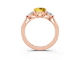 Rose gold Three-Stone Princess Cut Yellow Sapphire Ring with Pear  Side Stones in Four-Prong Setting_39
