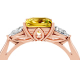 Rose gold Three-Stone Princess Cut Yellow Sapphire Ring with Pear  Side Stones in Four-Prong Setting_40