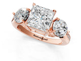 Rose gold Three-Stone Princess Diamond Channel Set Engagement Ring with Prong Setting_16