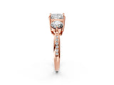 Rose gold Three-Stone Princess Diamond Channel Set Engagement Ring with Prong Setting_17