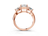 Rose gold Three-Stone Princess Diamond Channel Set Engagement Ring with Prong Setting_6