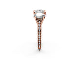 Rose gold Three-Stone Princess Diamond Milgrain Pave Band with Prong Setting 3