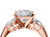 Rose gold Three-Stone Princess Diamond Ring with Pear Side Stones in Four-Prong Setting_88