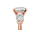Rose gold Three-Stone Princess Diamond Ring with Pear Side Stones in Four-Prong Setting_89