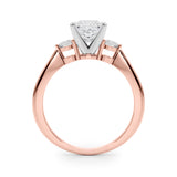Rose gold Three-Stone Princess Solitaire Ring with Tapered Band and Four-Prong Setting 2