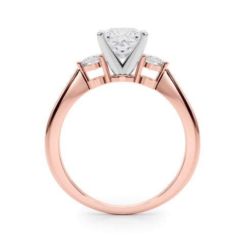 Rose gold Three-Stone Princess Solitaire Ring with Tapered Band and Four-Prong Setting 2