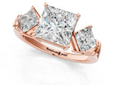 Rose gold Three-Stone Princess and Princess Cut Diamond Ring with Channel Band and Four-Prong Setting_17