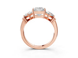Rose gold Three-Stone Princess and Princess Cut Diamond Ring with Channel Band and Four-Prong Setting_19