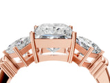 Rose gold Three-Stone Princess and Princess Cut Diamond Ring with Channel Band and Four-Prong Setting_20