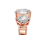 Rose gold Three-Stone Princess and Princess Cut Diamond Ring with Channel Band and Four-Prong Setting_21