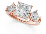 Rose gold Three-Stone Princess and Princess Cut Diamond Ring with Channel Band and Four-Prong Setting_29