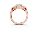 Rose gold Three-Stone Princess and Princess Cut Diamond Ring with Channel Band and Four-Prong Setting_31