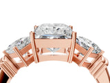 Rose gold Three-Stone Princess and Princess Cut Diamond Ring with Channel Band and Four-Prong Setting_32