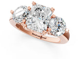 Rose gold Three-Stone Radiant Brilliant Cut Solitaire Ring with Prong Setting on a Classic Band 1