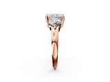 Rose gold Three-Stone Radiant Brilliant Cut Solitaire Ring with Prong Setting on a Classic Band 2