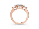 Rose gold Three-Stone Radiant Brilliant Cut Solitaire Ring with Prong Setting on a Classic Band 3