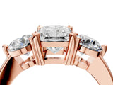 Rose gold Three-Stone Radiant Brilliant Cut Solitaire Ring with Prong Setting on a Classic Band 4