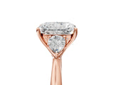 Rose gold Three-Stone Radiant Cut Brilliant Diamond Solitaire Ring with Tapered Band and Four-Prong Setting_32