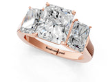 Rose gold Three-Stone Radiant Cut Brilliant Diamond Trellis Ring with Comfort Fit Band_4